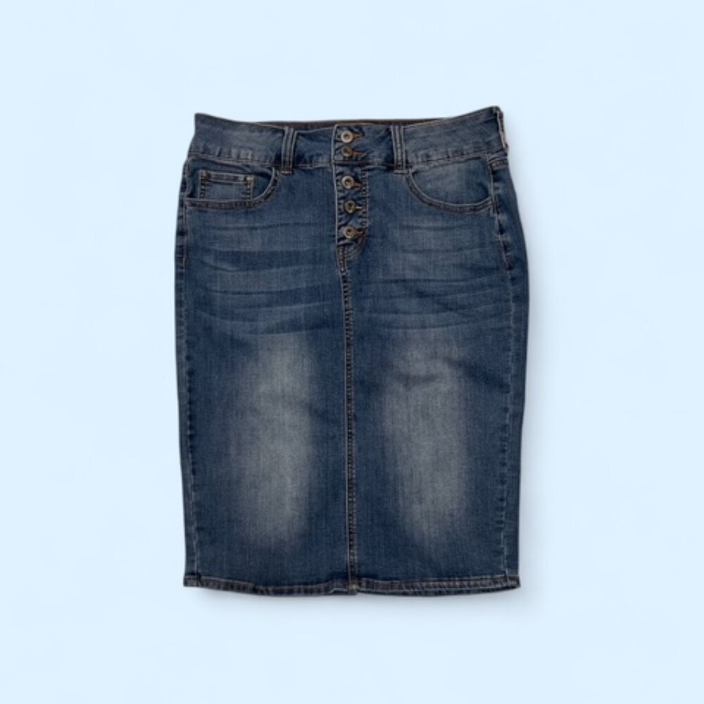 !iT Tatiana Stretch Denim Midi Pencil Skirt